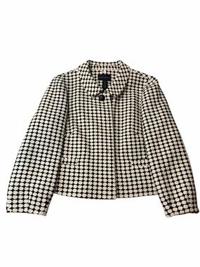 Banana Republic Black and Cream Patterned Cropped Blazer